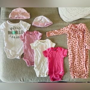 Baby Girl NB Short Sleeve Onesies Cotton 0-3mo